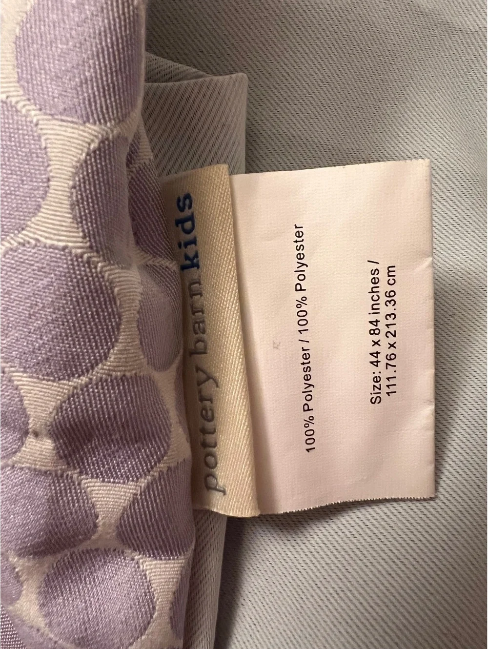 Pottery Barn Kids Purple Polka Dot Blackout Curtain Panel 44x84 Inches 100% Poly